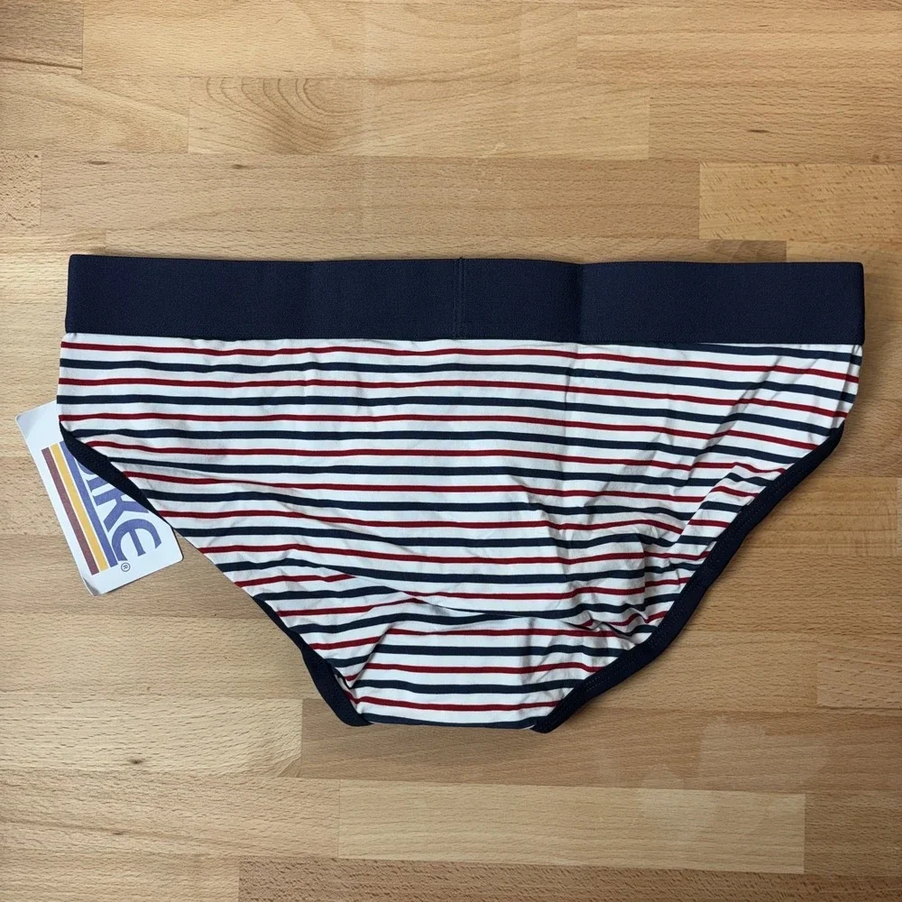Bike Brief Underwear Men's Large Cotton Stretch Striped Red Blue New